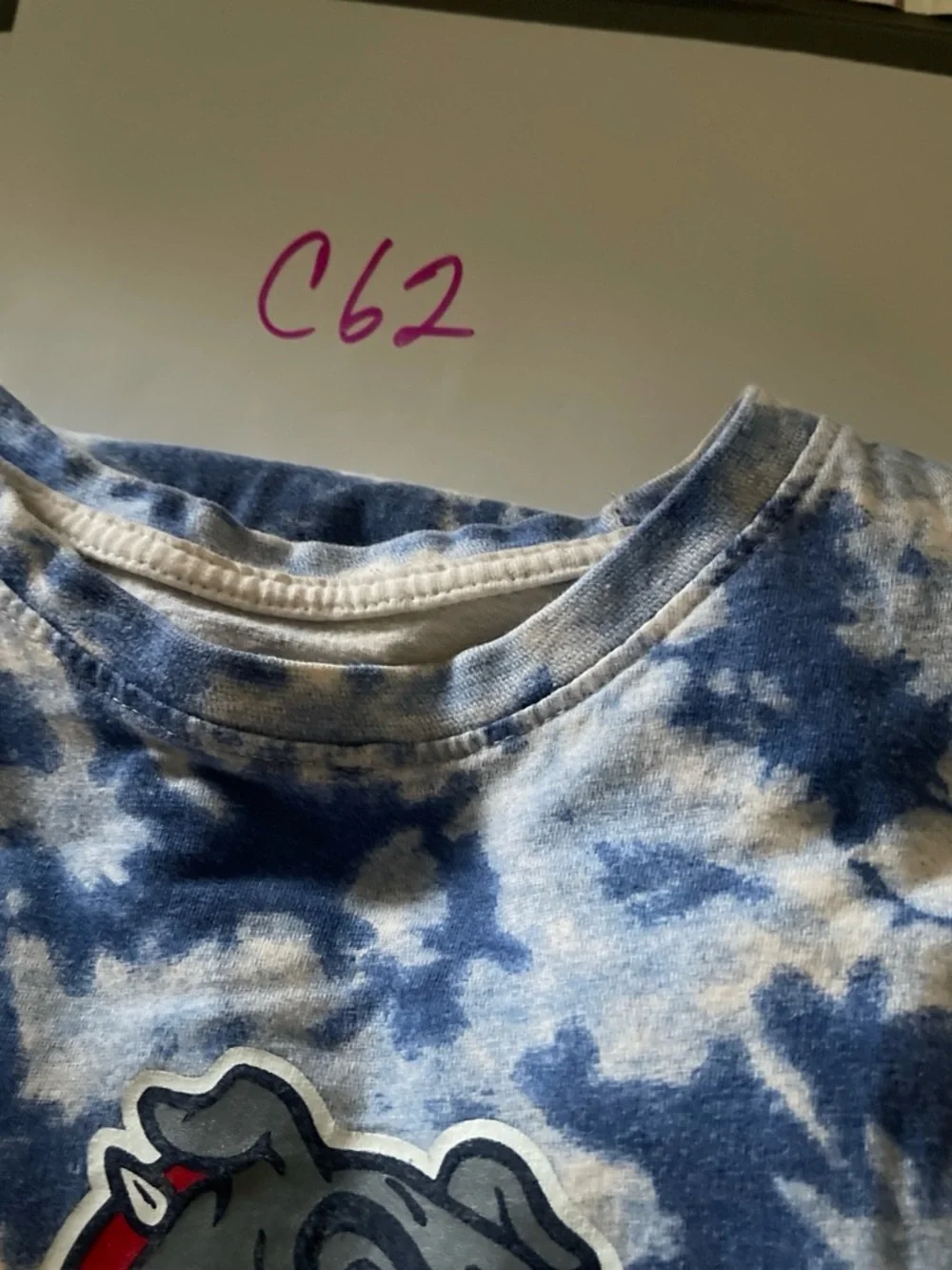 Champion Blue & White Tie-Dye GU Bulldog Crew Tee